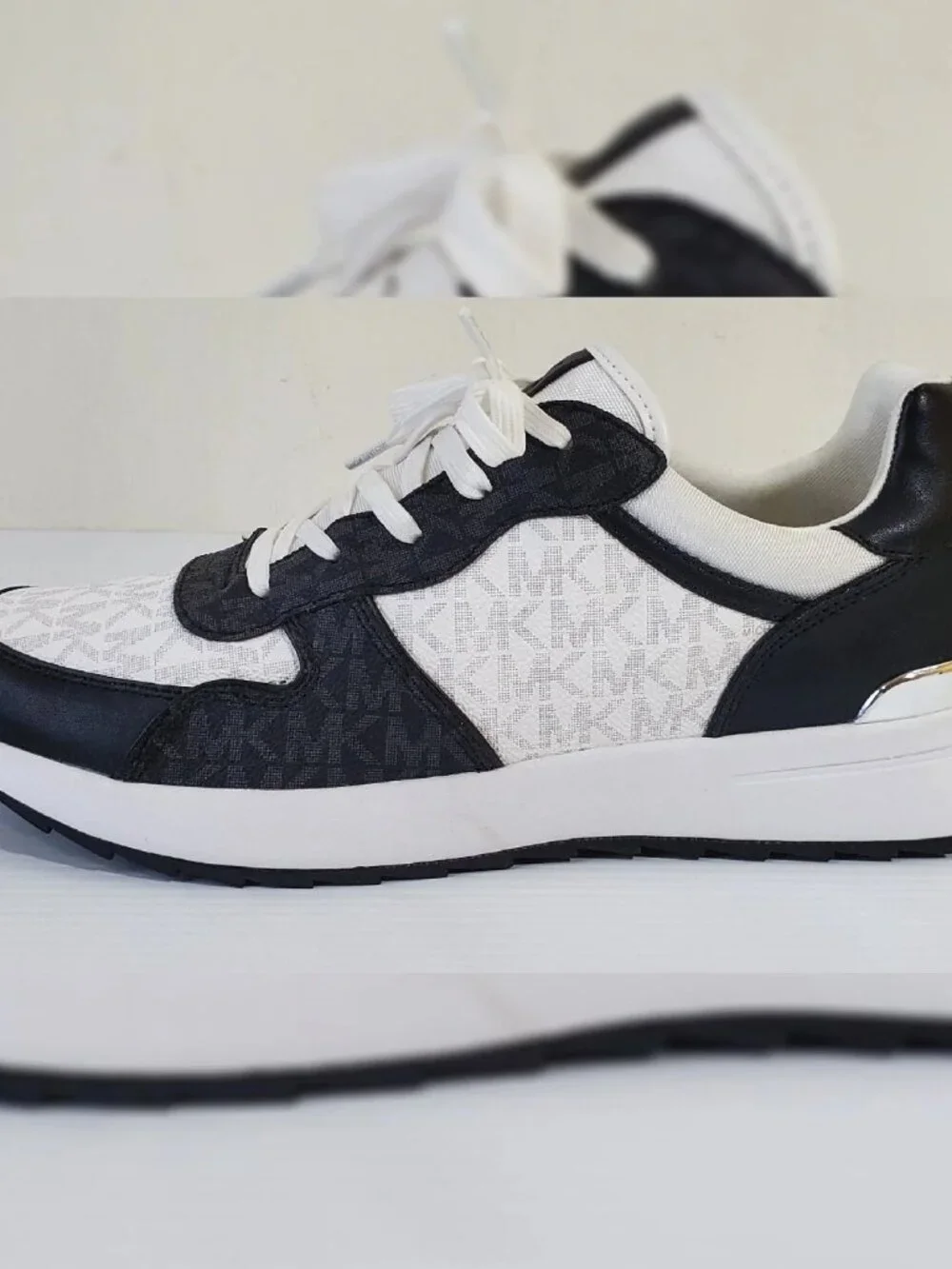 MICHAEL KORS JASMINE TRAINER SNEAKER WOMEN ALLOVER MK PRINT LOGO SIZE 11 BLACK